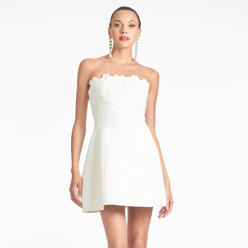 Sachin & Babi Alanna Ivory Embroidered Strapless Mini Cocktail Dress Size 6